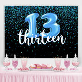 Blau Bokeh Schwarz Glücklich 13 Geburtstag Hintergrund für Junge